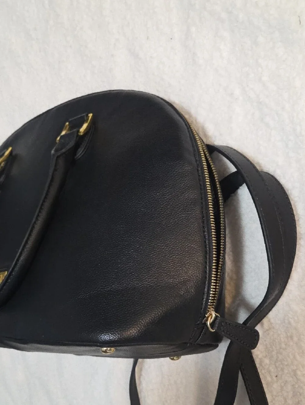Joy And Iman Purse Black Dome Satchel with Gold Accents
